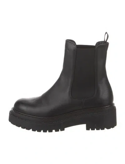 Pre-owned Prada Leather Chelsea Boots In Black