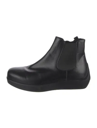 Pre-owned Prada Leather Chelsea Boots In Black