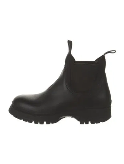 Pre-owned Prada Leather Chelsea Boots In Black