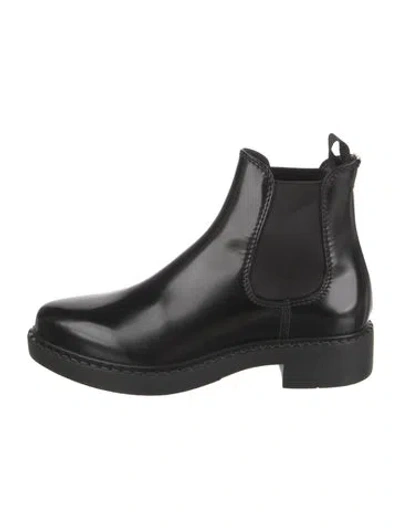 Pre-owned Prada Leather Chelsea Boots In Black