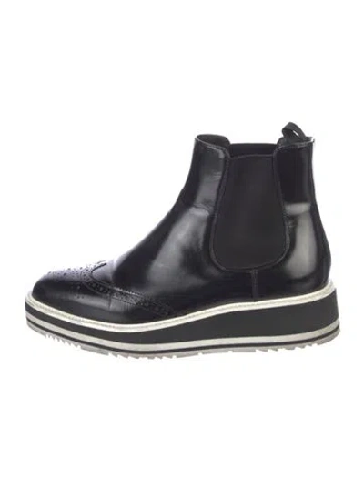Pre-owned Prada Leather Chelsea Boots In Black