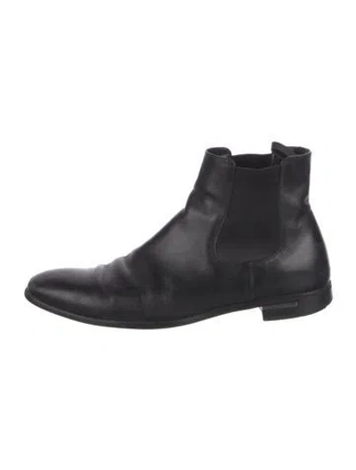 Pre-owned Prada Leather Chelsea Boots In Black