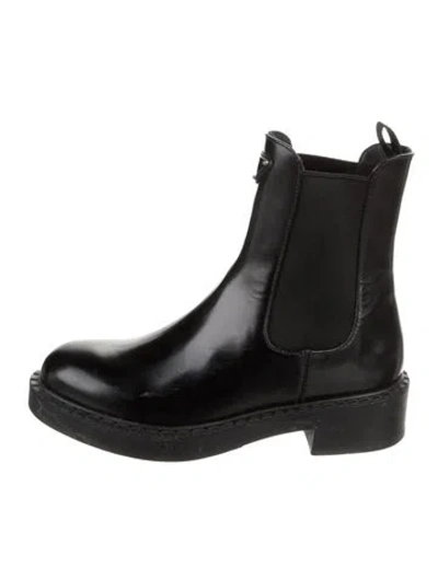 Pre-owned Prada Leather Chelsea Boots In Black