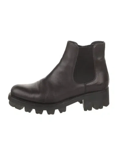 Pre-owned Prada Leather Chelsea Boots In Black