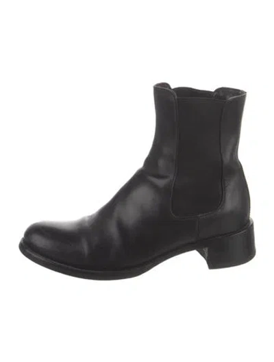 Pre-owned Prada Leather Chelsea Boots In Black