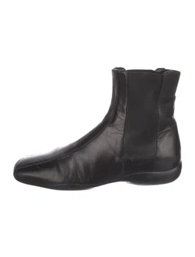 Pre-owned Prada Leather Chelsea Boots In Black