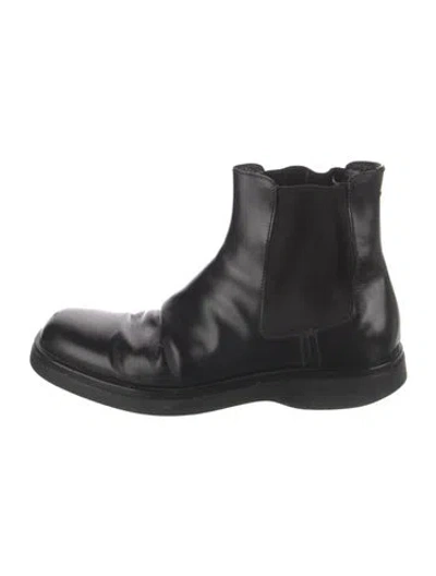 Pre-owned Prada Leather Chelsea Boots In Black