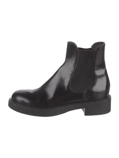 Pre-owned Prada Leather Chelsea Boots In Black