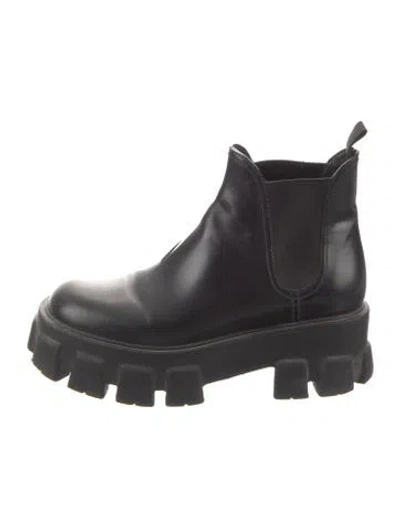 Pre-owned Prada Leather Chelsea Boots In Black