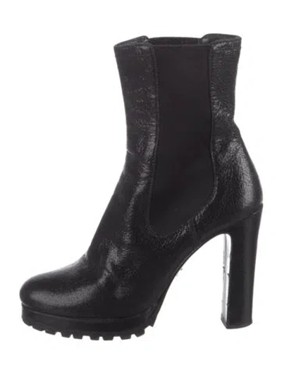Pre-owned Prada Leather Chelsea Boots In Black