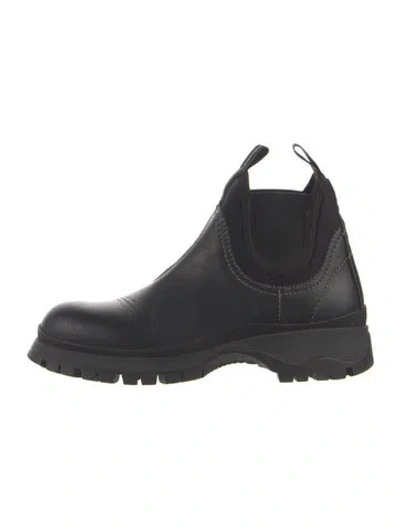 Pre-owned Prada Leather Chelsea Boots In Black