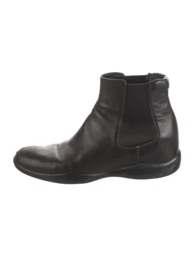 Pre-owned Prada Leather Chelsea Boots In Black