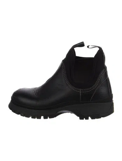 Pre-owned Prada Leather Chelsea Boots In Black