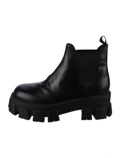 Pre-owned Prada Leather Chelsea Boots In Black