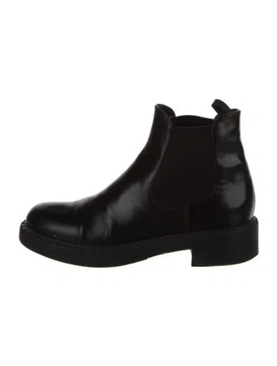 Pre-owned Prada Leather Chelsea Boots In Black