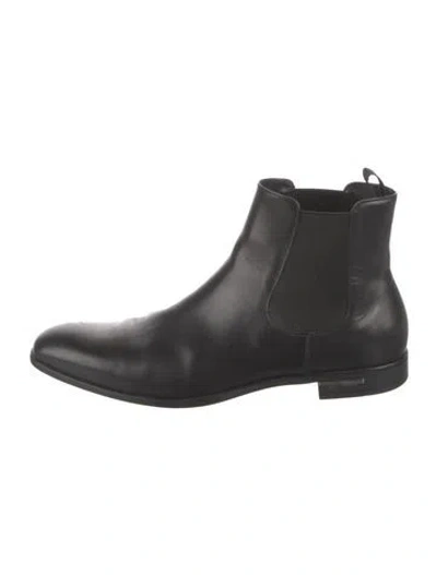 Pre-owned Prada Leather Chelsea Boots In Black