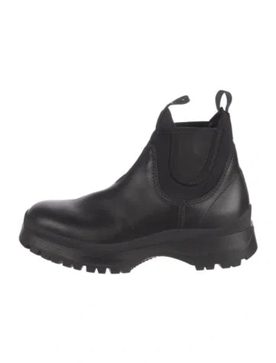 Pre-owned Prada Leather Chelsea Boots In Black