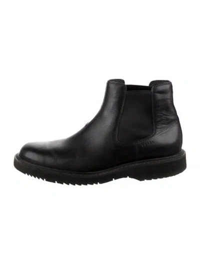 Pre-owned Prada Leather Chelsea Boots In Black