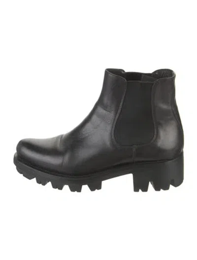 Pre-owned Prada Leather Chelsea Boots In Black