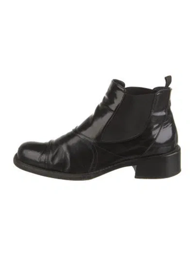 Pre-owned Prada Leather Chelsea Boots In Black