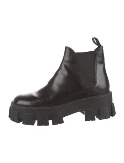 Pre-owned Prada Leather Chelsea Boots In Black