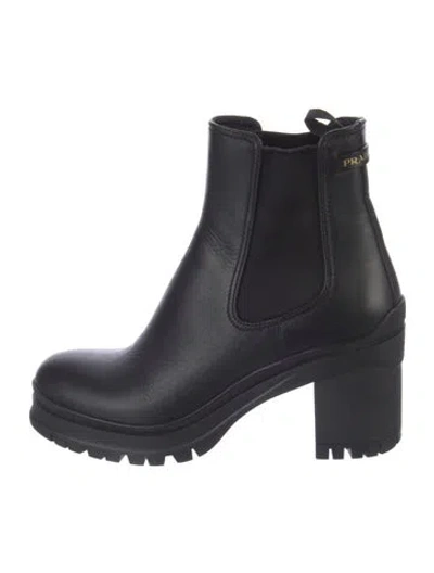 Pre-owned Prada Leather Chelsea Boots In Black