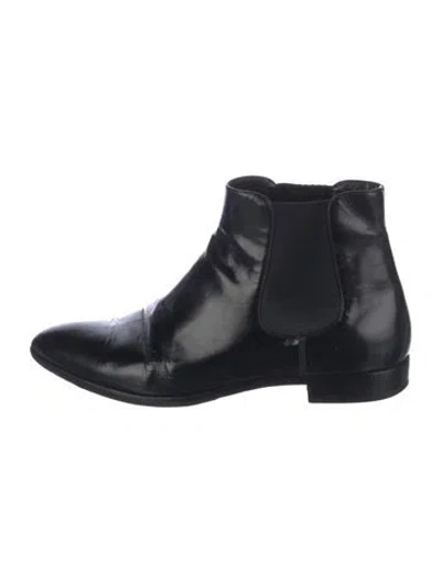 Pre-owned Prada Leather Chelsea Boots In Black