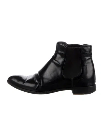 Pre-owned Prada Leather Chelsea Boots In Black