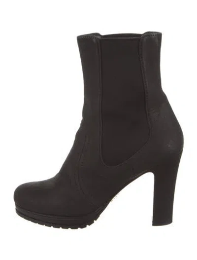 Pre-owned Prada Leather Chelsea Boots In Black
