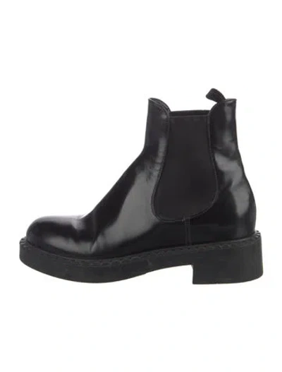 Pre-owned Prada Leather Chelsea Boots In Black