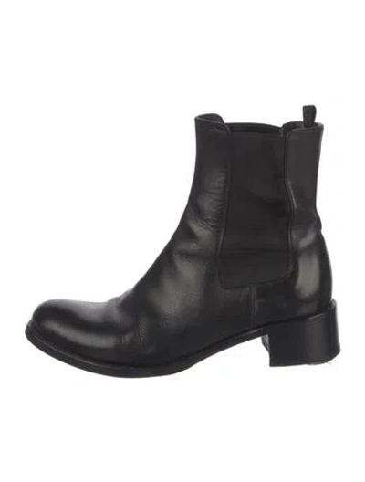 Pre-owned Prada Leather Chelsea Boots In Black