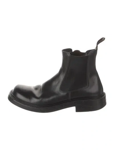 Pre-owned Prada Leather Chelsea Boots In Black