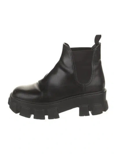 Pre-owned Prada Leather Chelsea Boots In Black