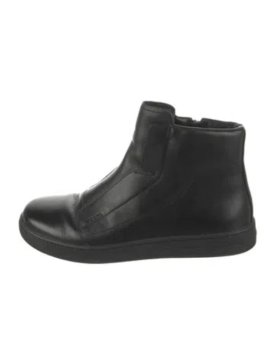 Pre-owned Prada Leather Chelsea Boots In Black