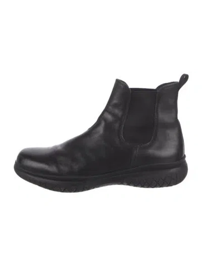 Pre-owned Prada Leather Chelsea Boots In Black