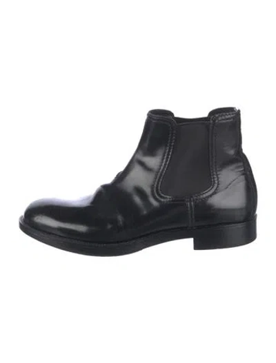 Pre-owned Prada Leather Chelsea Boots In Black