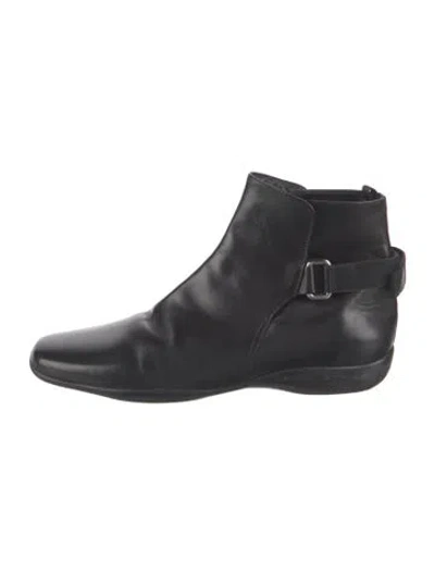 Pre-owned Prada Leather Chelsea Boots In Black