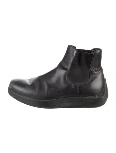 Pre-owned Prada Leather Chelsea Boots In Black
