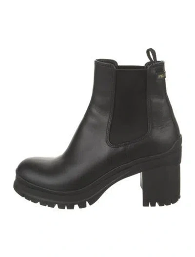 Pre-owned Prada Leather Chelsea Boots In Black