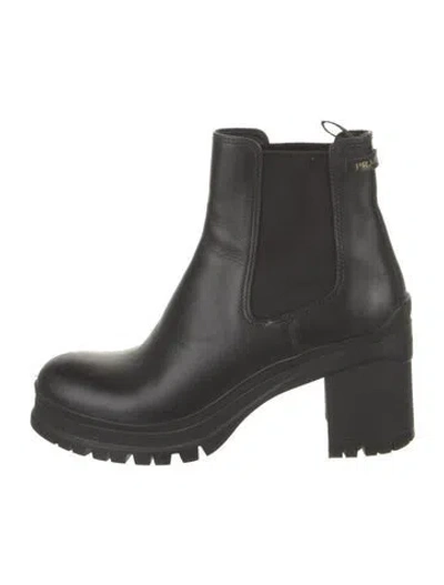 Pre-owned Prada Leather Chelsea Boots In Black