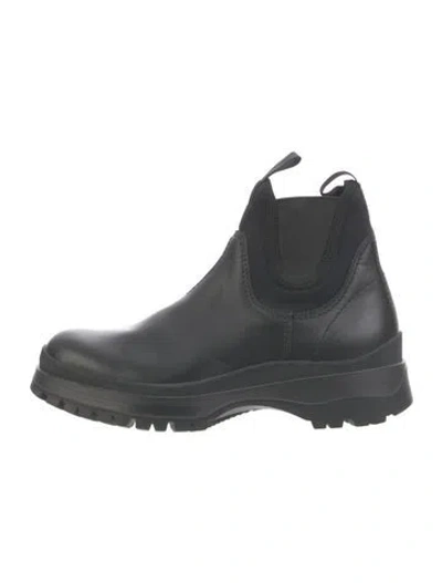 Pre-owned Prada Leather Chelsea Boots In Black