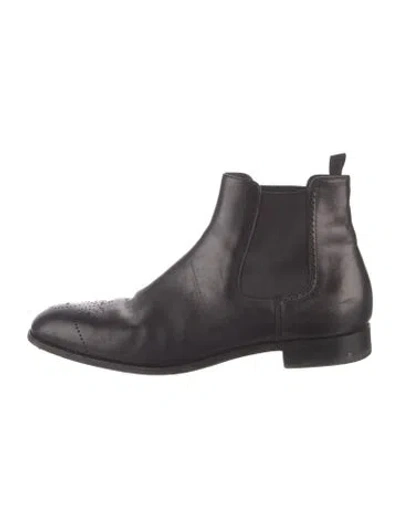 Pre-owned Prada Leather Chelsea Boots In Black