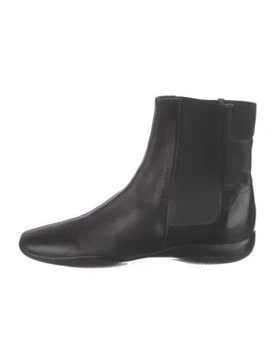 Pre-owned Prada Leather Chelsea Boots In Black