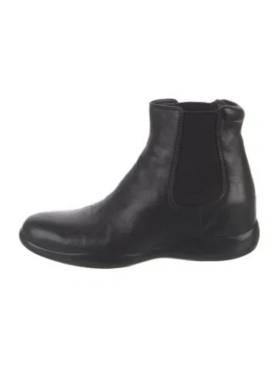 Pre-owned Prada Leather Chelsea Boots In Black