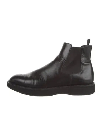 Pre-owned Prada Leather Chelsea Boots In Black