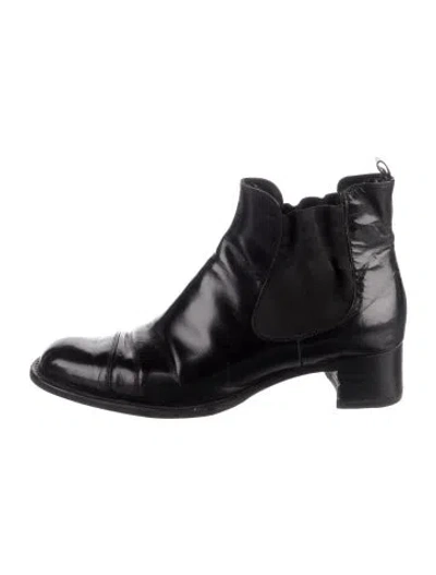 Pre-owned Prada Leather Chelsea Boots In Black