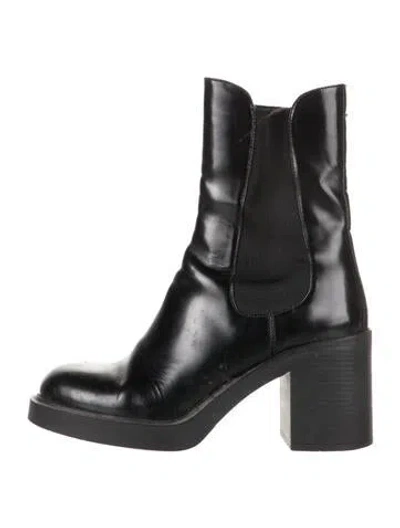 Pre-owned Prada Leather Chelsea Boots In Black