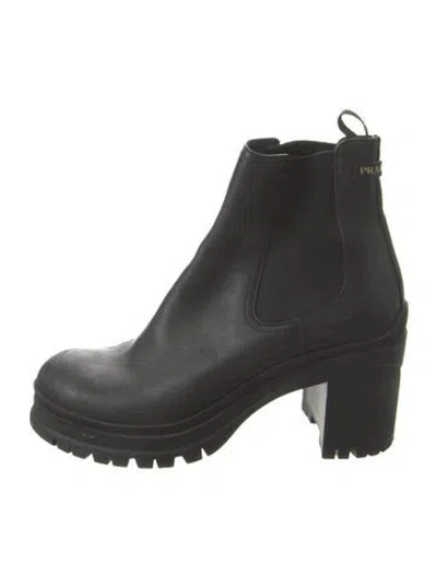 Pre-owned Prada Leather Chelsea Boots In Black
