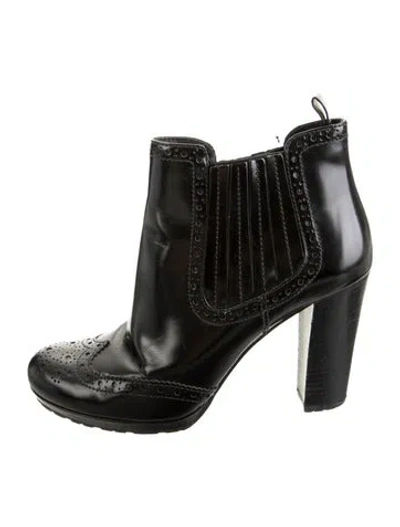 Pre-owned Prada Leather Chelsea Boots In Black