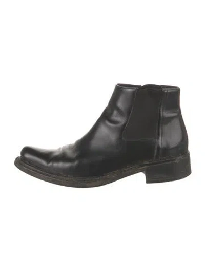 Pre-owned Prada Leather Chelsea Boots In Black
